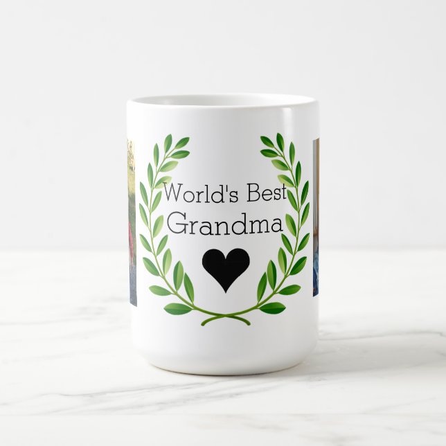 Caneca De Café A melhor avó do mundo com duas fotos (Centro)