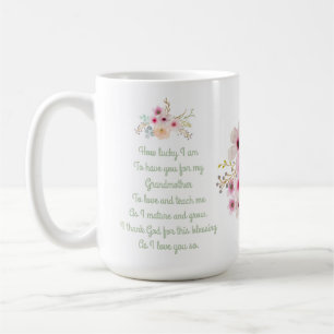 Caneca De Café A melhor avó do mundo, personalizada Floral