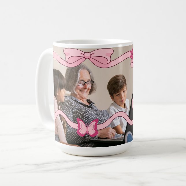 Caneca De Café A Melhor Avó Elegante, Netos Dusty Pink (Frente Esquerda)