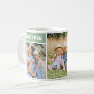 Caneca De Café A Melhor Colagem de Fotos Verde da Mamãe