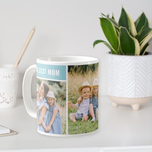 Caneca De Café A Melhor Mãe Colagem de Fotos Aqua
