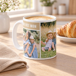 Caneca De Café A Melhor Mãe Colagem de Fotos Neutra