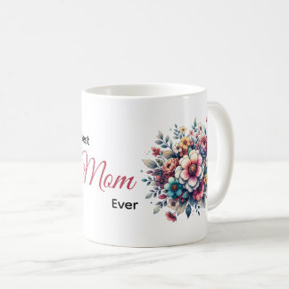 Caneca De Café A melhor mãe de sempre, aquarela floral