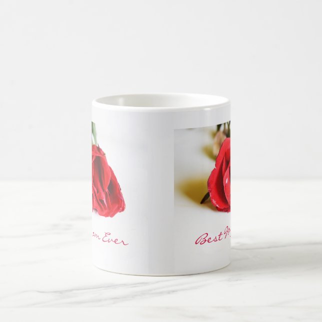 Caneca De Café A melhor mãe de todos os tempos com Rosa vermelha  (Centro)