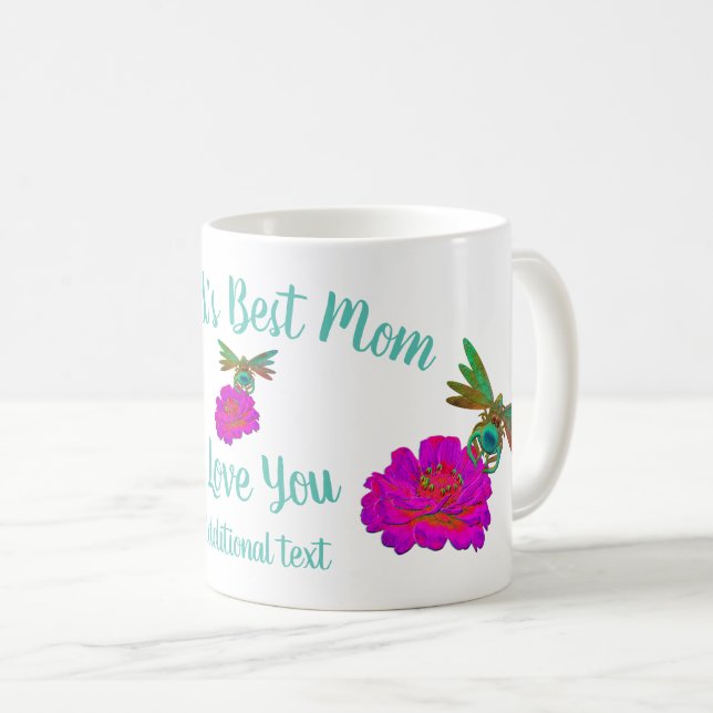 Caneca De Café A melhor mãe Dragonfly Zinnia personalizada (Frente Esquerda)