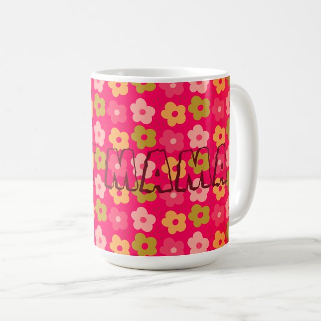 Caneca De Café A Melhor Mãe Flores Vermelha Rosa (Frente Esquerda)