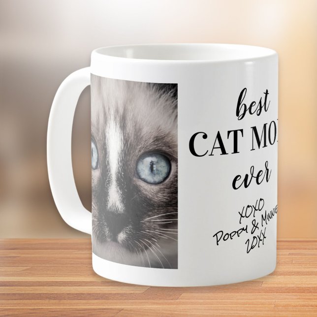 Caneca De Café A Melhor Mãe Gato Já Personalizada Fotos (Criador carregado)
