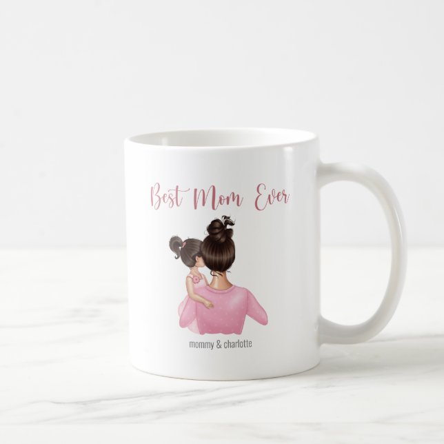 Caneca De Café A Melhor Mãe Já Personalizada Branca Rosa (Direita)