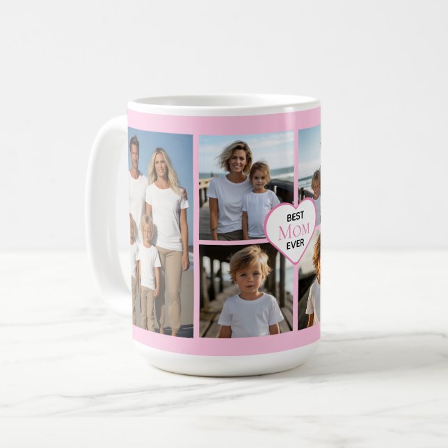 Caneca De Café A melhor mãe já personalizou o modelo de foto rosa (Frente Esquerda)