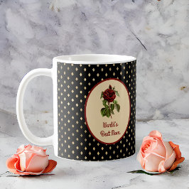 Caneca De Café A melhor Rosa da Mãe Burgundy no Harlequin Negro