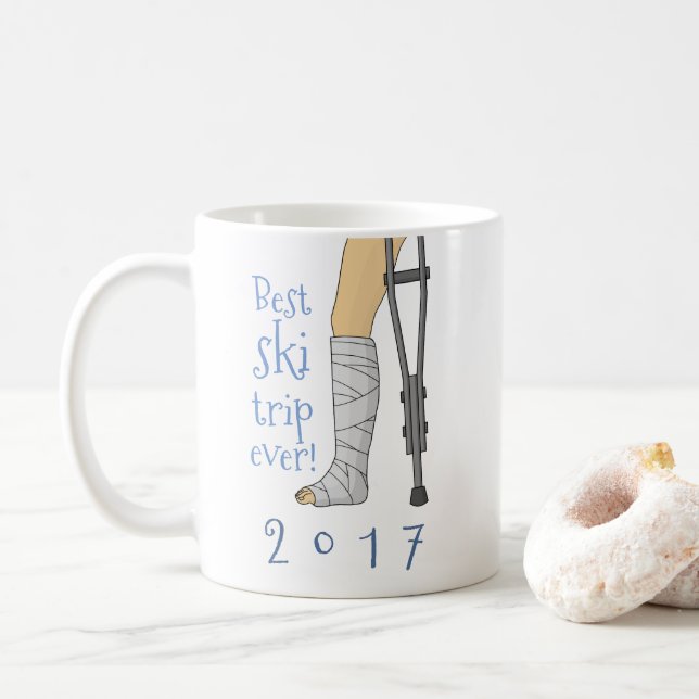 Caneca De Café A melhor viagem de esqui de sempre! Festa Engraçad (Com Donut)