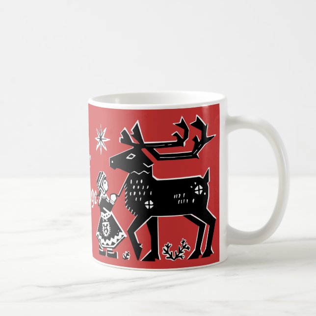 Caneca De Café A menina de Lapland guardara a rena (Direita)