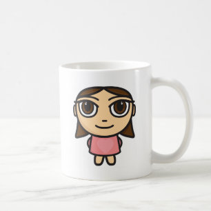 Caneca De Café A menina em Cor-de-rosa-Brunette-Brown Eyes a