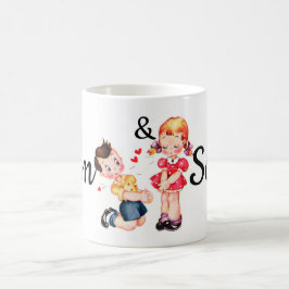 Caneca De Café A menina retro dos namorados & o menino