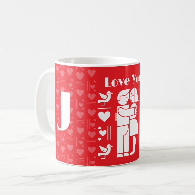 Caneca De Café A modern Bauhaus personalized Valentine’s Day (Frente Esquerda)