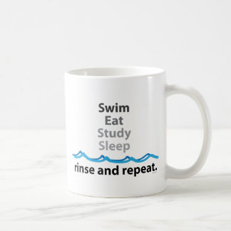 Caneca De Café A natação, come, estuda, dorme… lavagem e