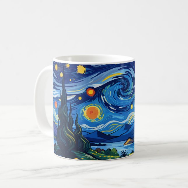 Caneca De Café A Noite Estrelada Sobre O Oceano Calmo (Frente Esquerda)