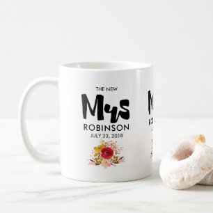 Caneca De Café A Nova Senhora - Tipografia com Flores Cutas