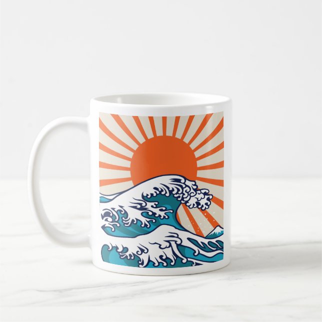 Caneca De Café A onda Excelente de Kanagawa, poster de onda japon (Esquerda)