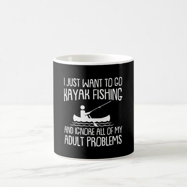 Caneca De Café A pesca do caiaque ignora todos os problemas (Centro)