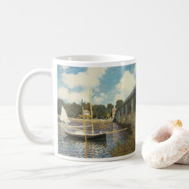 Caneca De Café A Ponte da Rodovia em Argenteuil por Claude Monet (Com Donut)