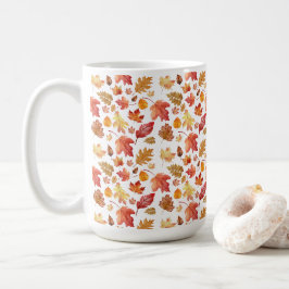 Caneca De Café A queda do outono da Watercolor deixa um padrão se