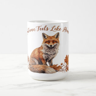 Caneca De Café A raposa sente-se em casa no Outono