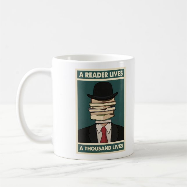 Caneca De Café A Reader Lives a Thousand Lives Bibliophile Wisdom (Esquerda)