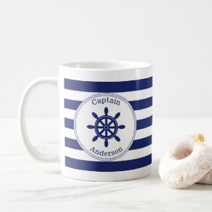 Caneca De Café A Roda Adição Nome do capitão náutico
