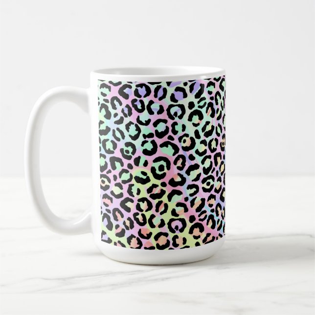Caneca De Café A Série Leopardo Iridescente Design 5 (Esquerda)