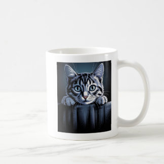 Caneca De Café A Striking Cat Illustration – Bold Artistic Feline