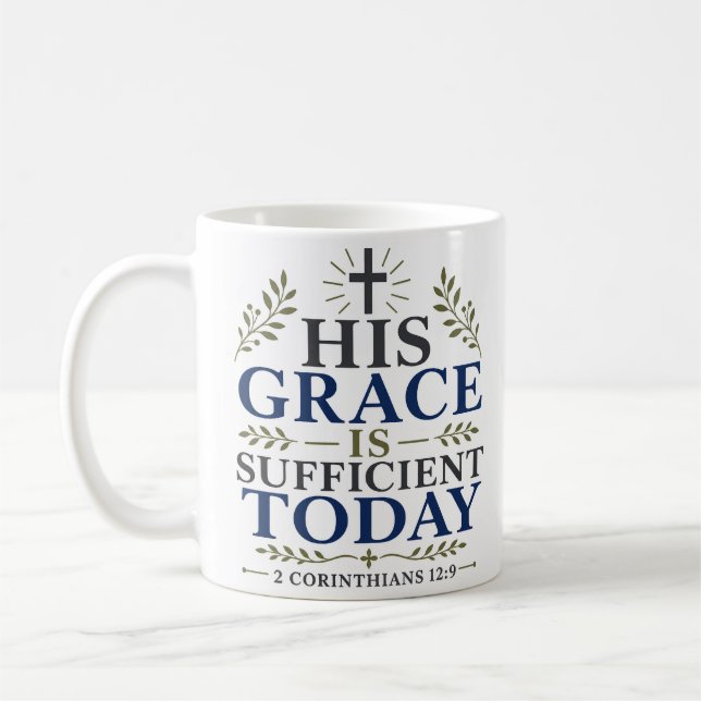 Caneca De Café A Sua Graça é Suficiente Hoje Citação das Escritur (Esquerda)
