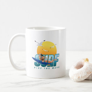 Caneca De Café A surfista anda pela onda (F) Mug Clássica #11
