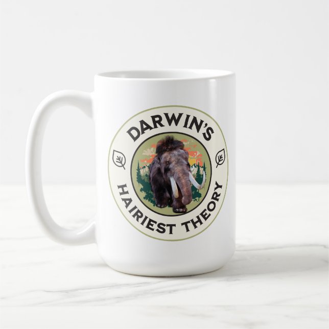Caneca De Café A Teoria Mais Peluda de Darwin Mamute Lanudo  (Esquerda)