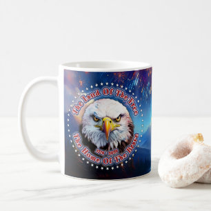 Caneca De Café A Terra Dos Livres Águia Marrom Fogos de Artifício