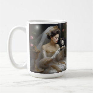 Caneca De Café A Tinta De Óleo De Noiva De Gato,
