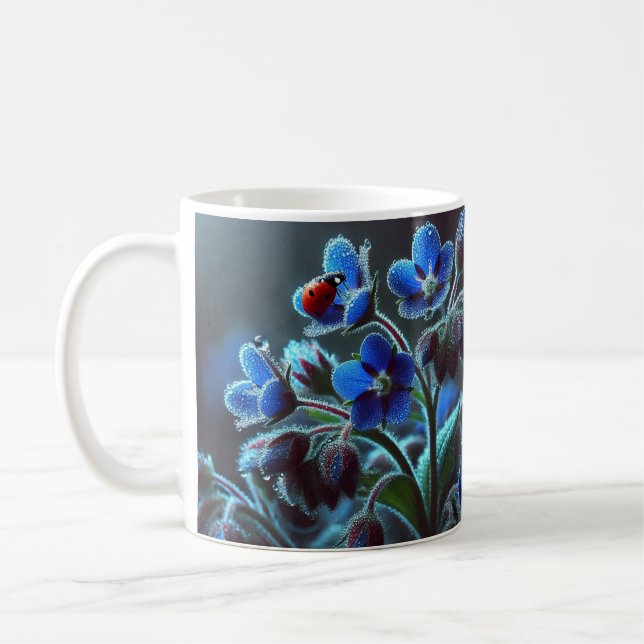 Caneca De Café "A Touch of Blue: Elegant Floral Mug" (Esquerda)