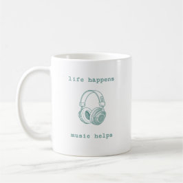 Caneca De Café A Vida Acontece a Música Ajuda | Presente Divertid