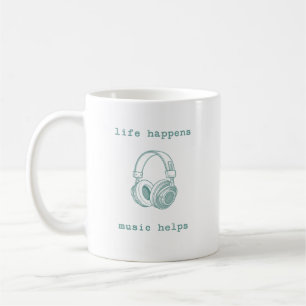 Caneca De Café A Vida Acontece a Música Ajuda   Presente Divertid