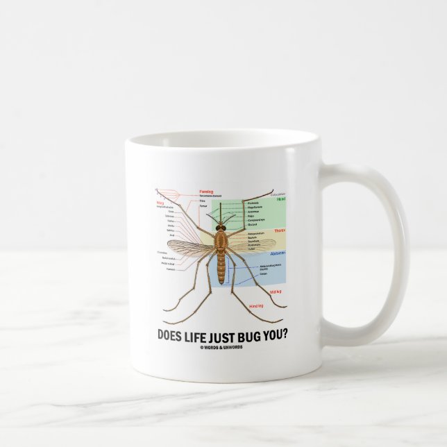 Caneca De Café A vida apenas desinseta-o? (Anatomia do mosquito) (Direita)
