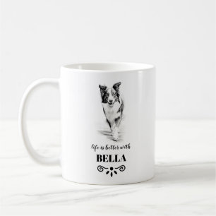 Caneca De Café A Vida Collie da Fronteira é melhor com o Nome do
