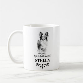 Caneca De Café A vida de Papillon é melhor com o nome de cão pers