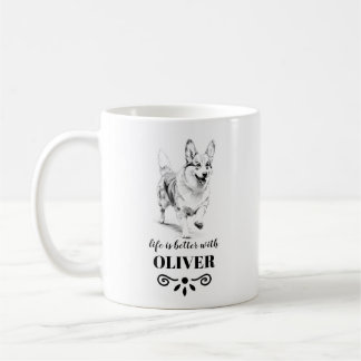 Caneca De Café A vida do Corgi é melhor com o nome personalizado 