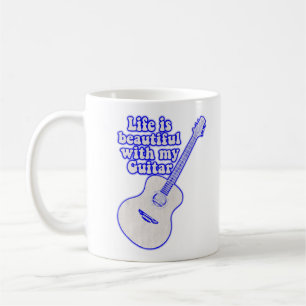 Caneca De Café A vida é bela com o meu violão.