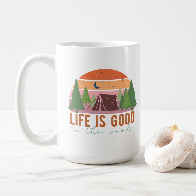 Caneca De Café A vida é boa na floresta (Com Donut)