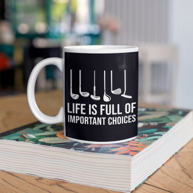 Caneca De Café A vida é Cheio de escolhas importantes Golfe Natal (Life is Full Of Important Choices Golf Christmas Coffee Mug)