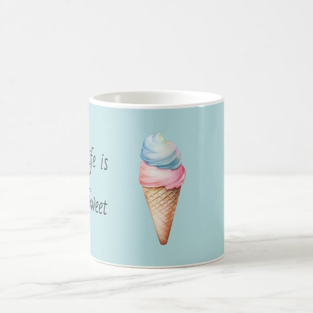 Caneca De Café A Vida é Cone de Sorvete Rosa Azul Doce (Centro)