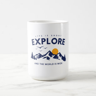 Caneca De Café A Vida é Curta e o Mundo é Largo Citação de Explor