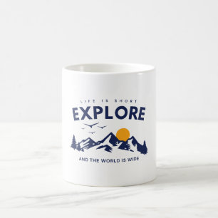 Caneca De Café A Vida é Curta e o Mundo é Largo Citação Explorar