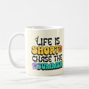 Caneca De Café A Vida é Curta Perseguir o Verão Citação Colorida